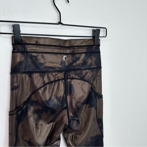 Zyia Bronze Hendrix Legging Metallic Pocket Drawstring Luxe 7/8 Athletic Active - Picture 5 of 7